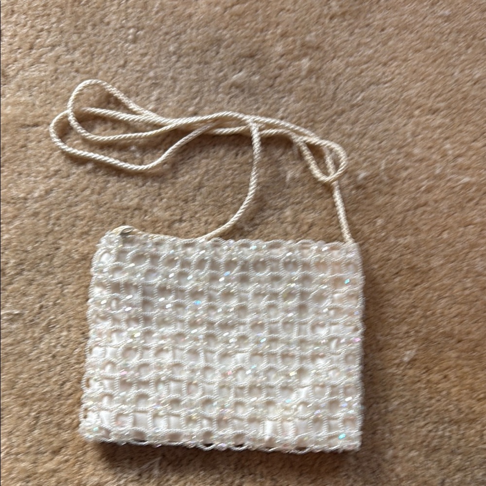 Elegant Cream Beaded Women's Bag
